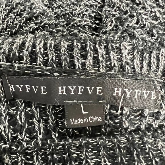 HYFVE Womens Black White Knitted Cold Shoulder Pullover Sweater Size Large - Picture 8 of 9